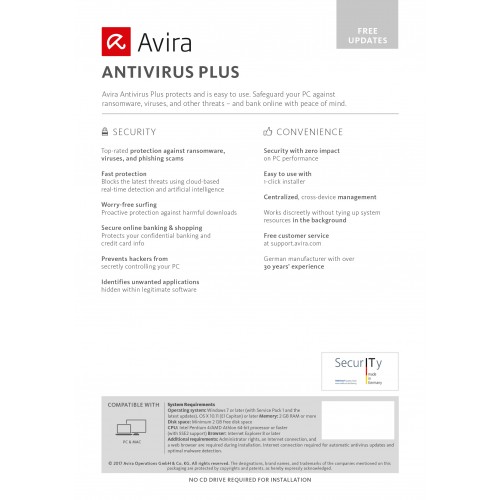 Avira Antivirus Plus | 1 Appareil | 1 An | Numérique (ESD/UE)