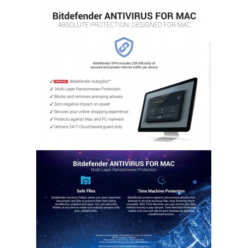 Bitdefender Antivirus for Mac 2020 | 3 Appareils | 1 An | Numérique (ESD/UE)