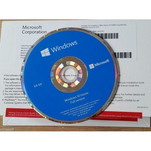 Microsoft Windows 10 Famille 64Bit UK, installation DVD NO Licence UK FIRST Class