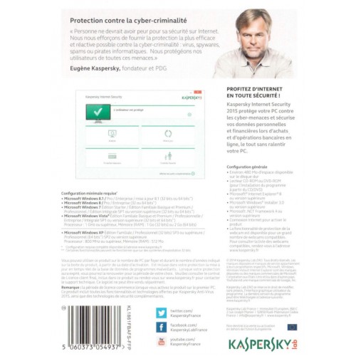 Kaspersky Internet Security 2015 | 1 Appareil | 1 An | Download Numérique (ESD/UE)