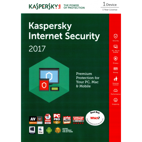 Kaspersky Internet Security 2017 | 1 Appareil | 1 An | Numérique (ESD/UE)
