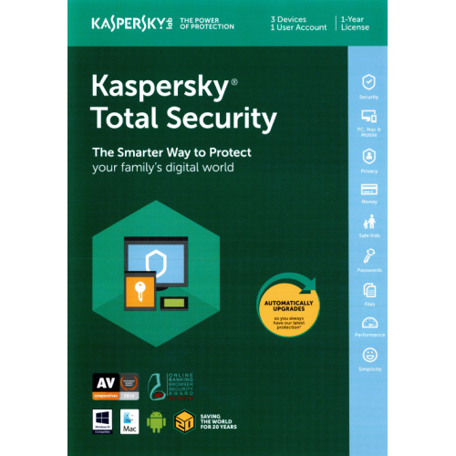 Kaspersky Total Security 2017 | 3 Appareils | 1 An | Numérique (ESD/UE)