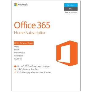Microsoft Office 365 Famille | 5 Utilisateurs | 1 An | Numérique (ESD/UE)