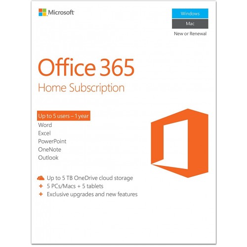 Microsoft Office 365 Famille | 5 Utilisateurs | 1 An | Numérique (ESD/UE)
