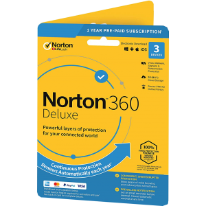 Norton 360 Deluxe | 3 Appareils | 1 An | Carte Bancaire requise | Numérique (ESD/UE)
