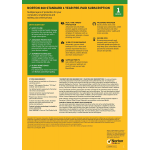 Norton 360 Standard | 1 Appareil | 1 An | Carte Bancaire requise | Numérique (ESD/UE)