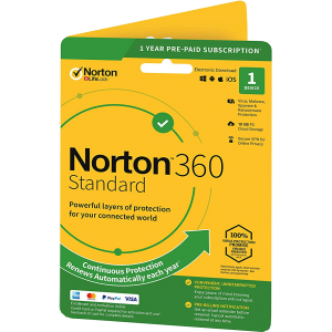 Norton 360 Standard | 1 Appareil | 1 An | Carte Bancaire requise | Numérique (ESD/UE)