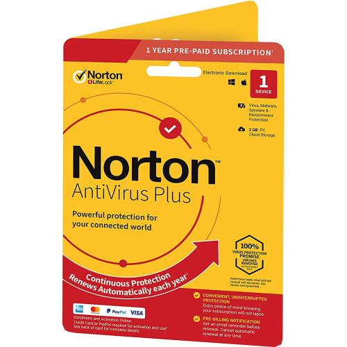 Norton Antivirus 2019 Plus | 1 PC | 1 An | Carte Bancaire requise | Numérique (ESD/UE)