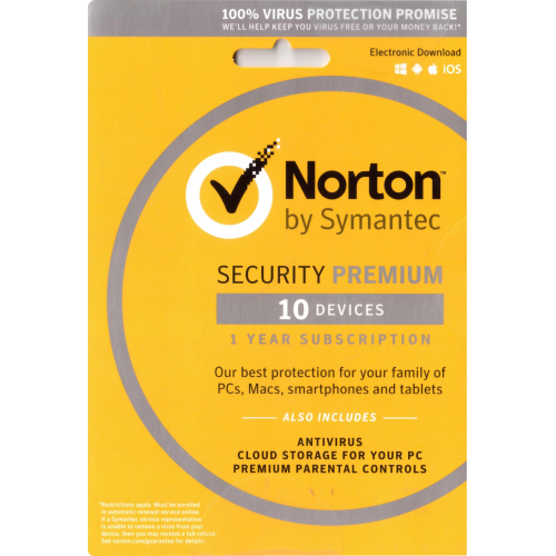 Norton Security 2019 Premium | 10 Appareils | 1 An | Numérique (ESD/UE)