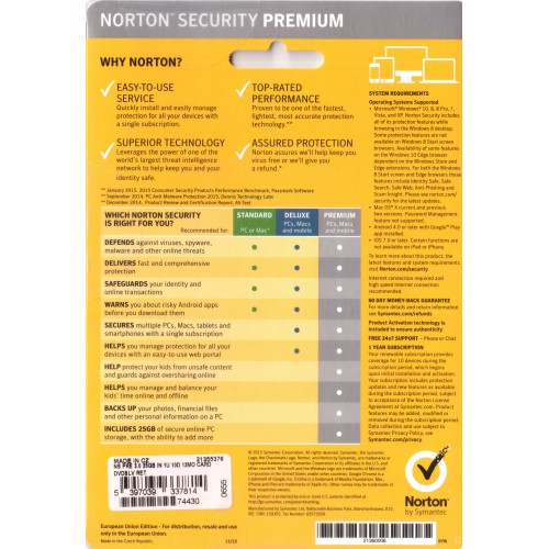 Norton Security 2019 Premium | 10 Appareils | 1 An | Numérique (ESD/UE)