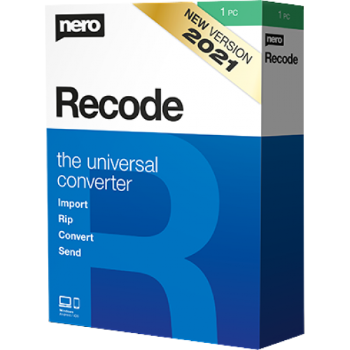Nero Recode 2021 1PC (Licence perpétuelle) | Numérique (ESD/UE)