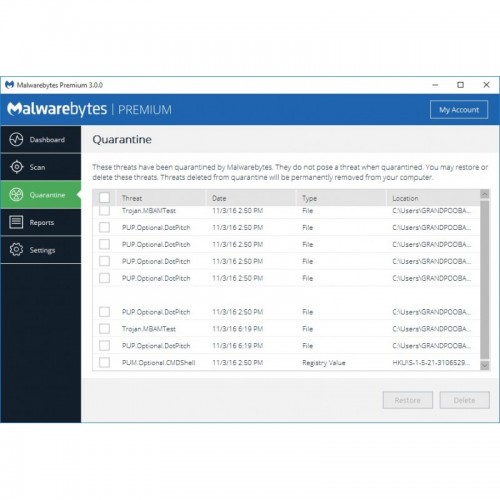 Malwarebytes Premium for Windows 2021 | 1 PC | 1 An | Numérique (ESD/RU+UE)