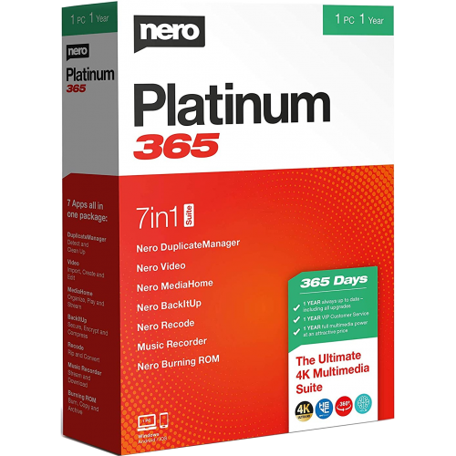 Nero Platinum 365 2021 | 7en1 Suite |1PC (1 An) | Numérique (ESD/UE)