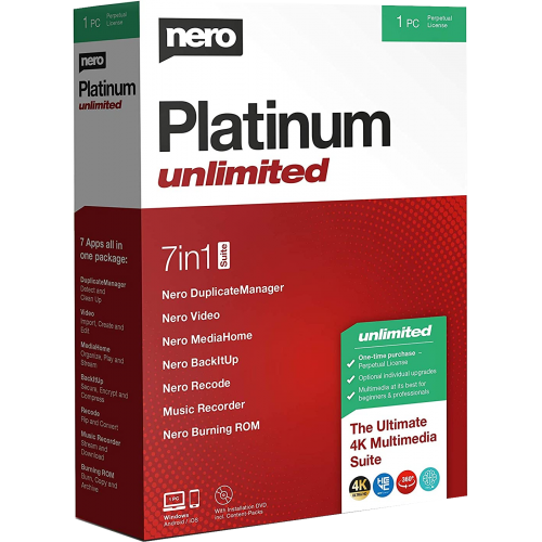 Nero Platinum Unlimited 2021 7in1 Suite |1PC (Licence perpétuelle) | Numérique (ESD/UE)