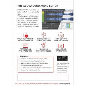 SOUND FORGE Audio Studio 13 | Numérique (ESD/UE)